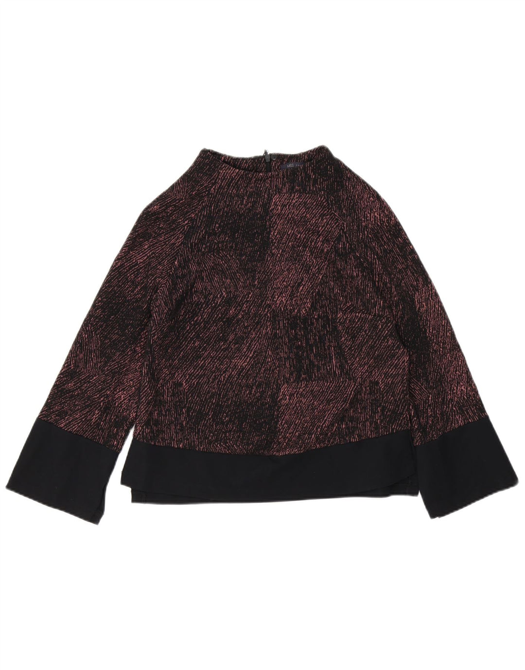 Marks & Spencer Dame Langærmet Bluse Top UK 10 Small Black Pinstripe