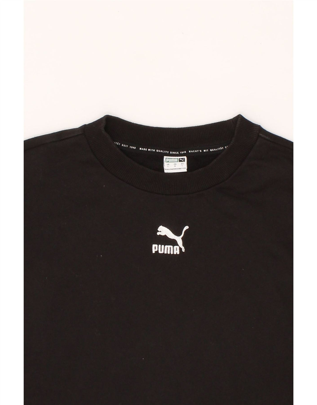 PUMA Womens Crop Sweatshirt Jumper UK 16 Large Black Cotton Vintage Puma and Second-Hand Puma from Messina Hembry 