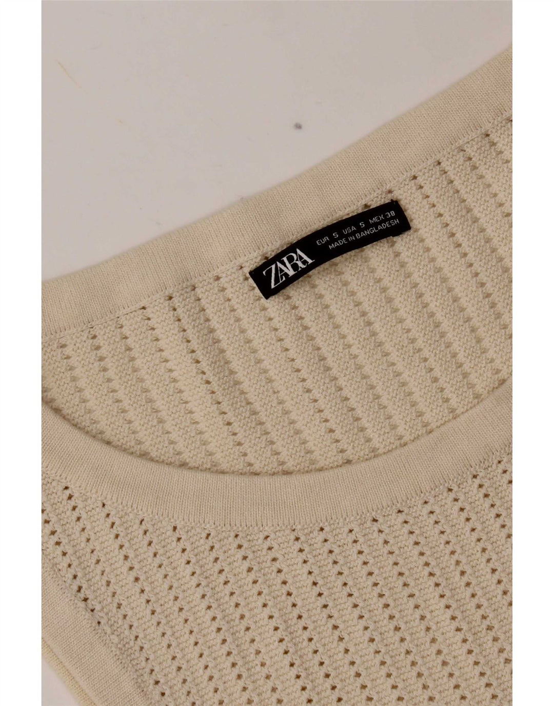 Zara Dame Vest Tank Top UK 8 Small Beige