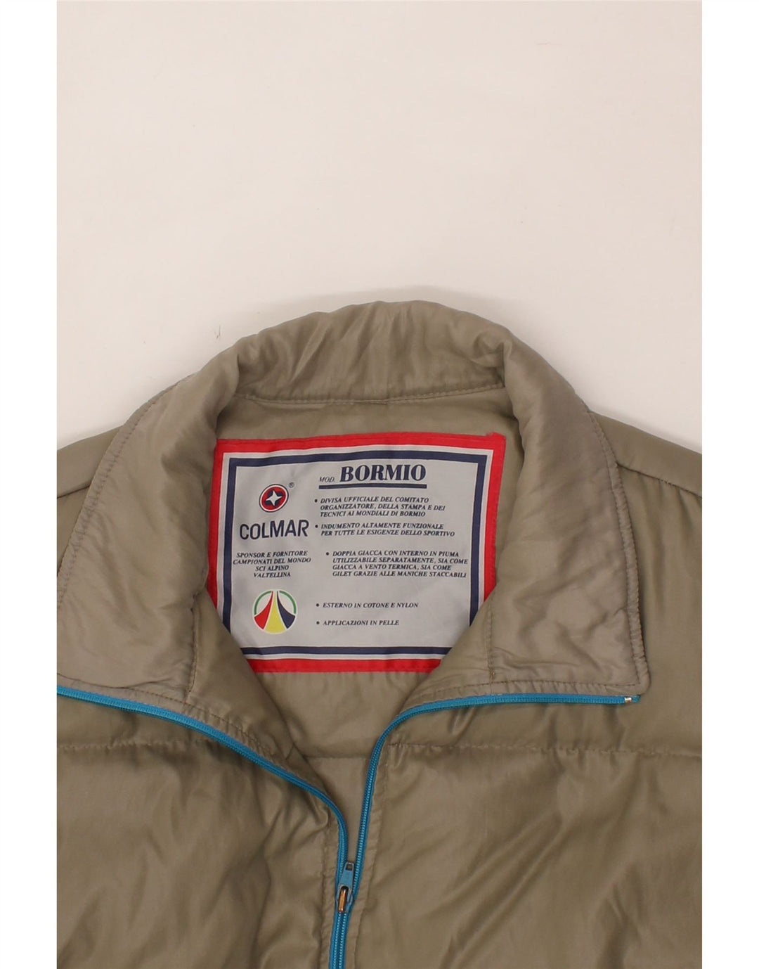 COLMAR Mens Padded Jacket UK 42 XL Khaki Colourblock Cotton Vintage Colmar and Second-Hand Colmar from Messina Hembry 