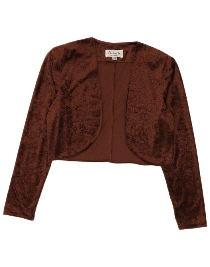 Vintage Kvinders Velvet 2-delt sæt UK 12 Medium Brown Paisley