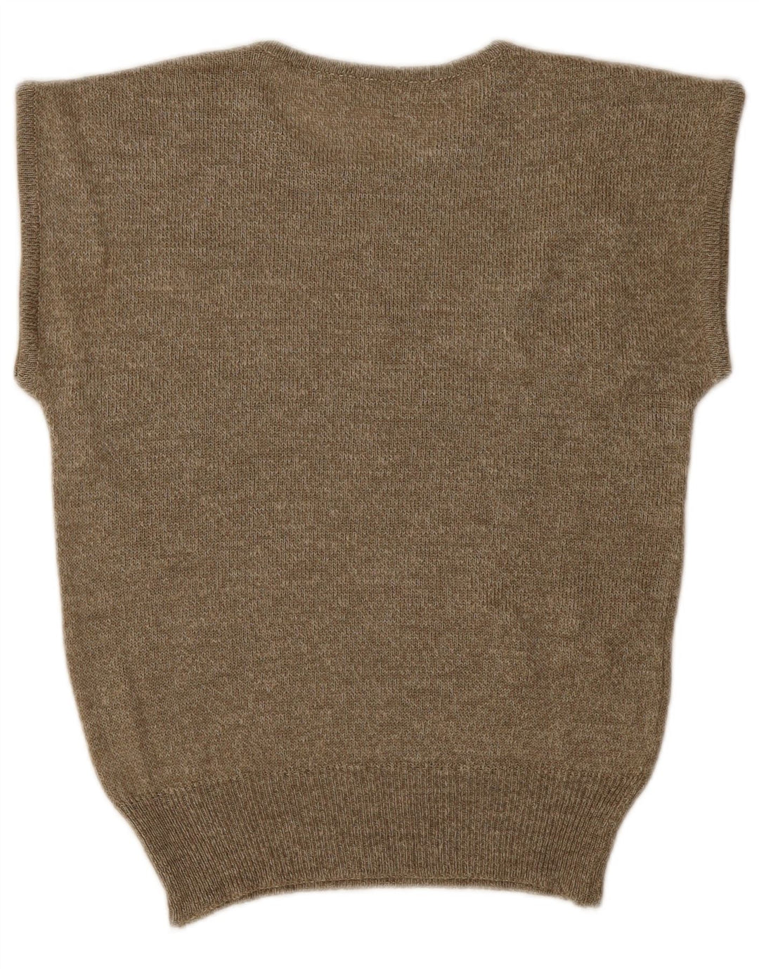 Vintage kvinders grafisk rund hals sweater UK 12 Medium Khaki