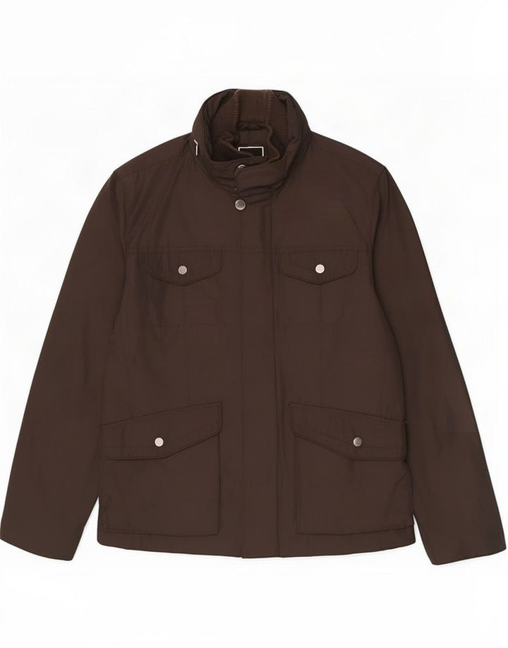 Zara Herre Hooded Utility Jacket UK 40 Large Brown Polyester