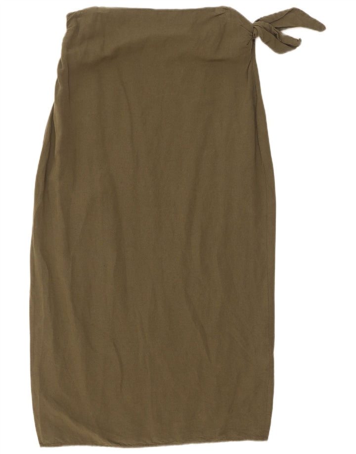 Zara Midi-nederdel Medium W28 Khaki til kvinder