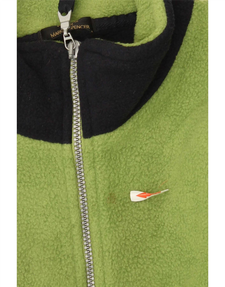 Marks & Spencer Fleece Jumper med lynlås til mænd Stor grøn farveblok