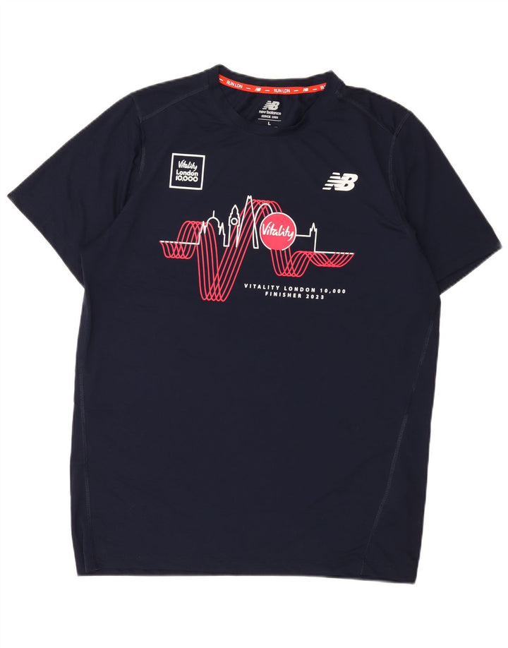 New Balance Herre grafisk T-shirt Top Stor marineblå polyester