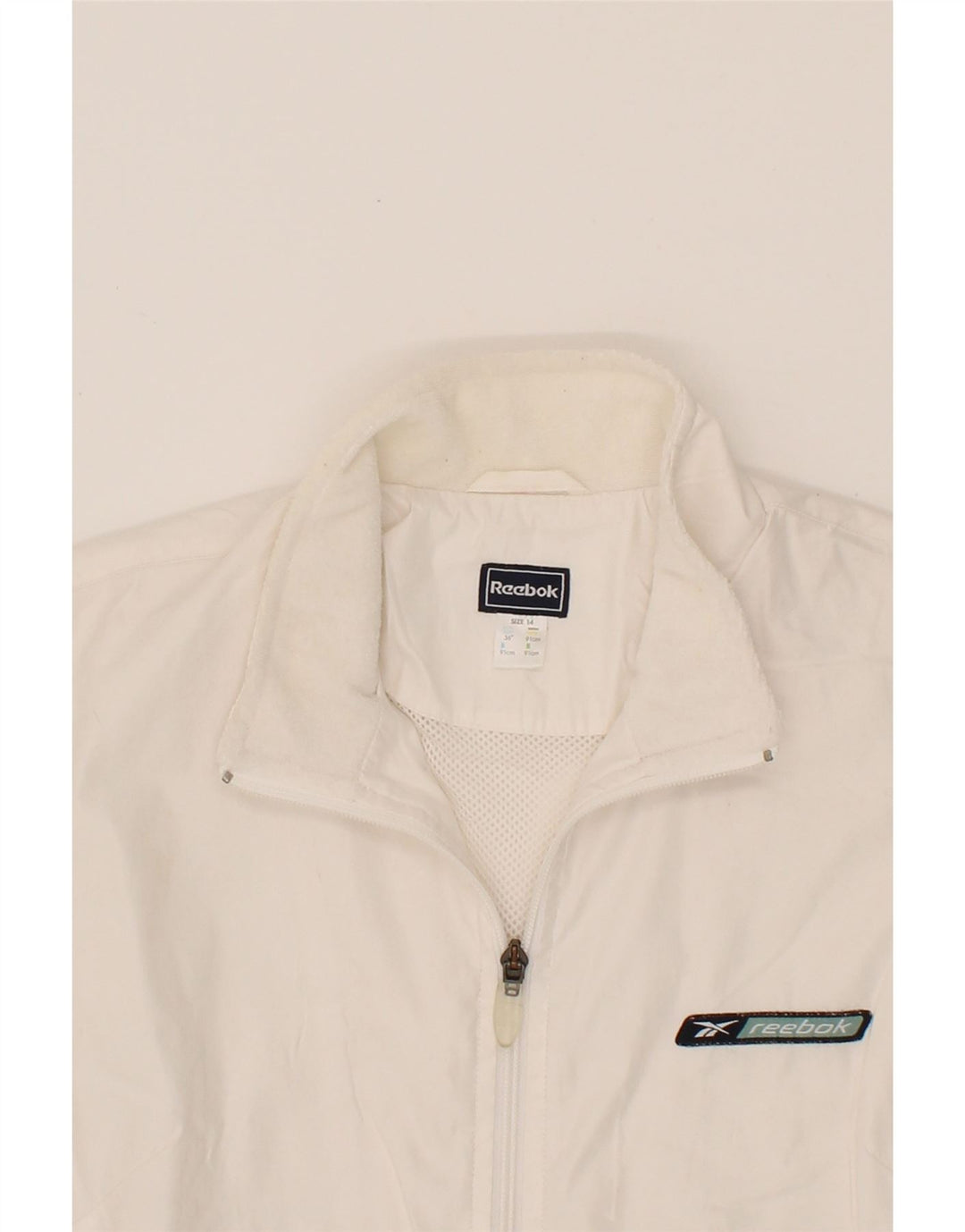 REEBOK Womens Tracksuit Top Jacket UK 14 Large White Polyester Vintage Reebok and Second-Hand Reebok from Messina Hembry 