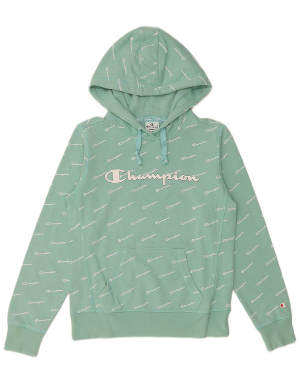 Champion Graphic Hoodie Jumper UK 10 Small Green
