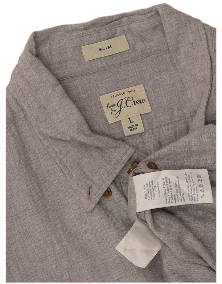 J. CREW Mens Slim Fit Shirt Large Grey Cotton