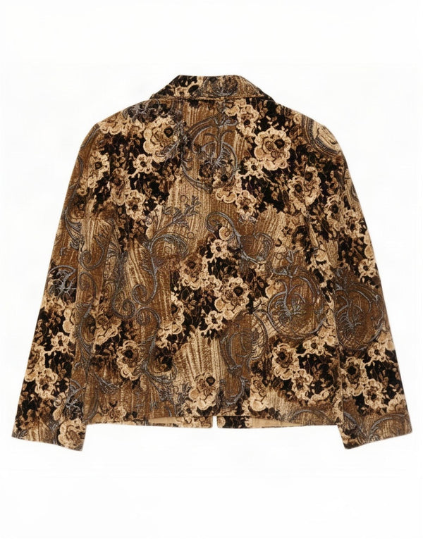 Vintage Womens 1 Button Velvet Blazer Jacket IT 46 Large Brown Floral