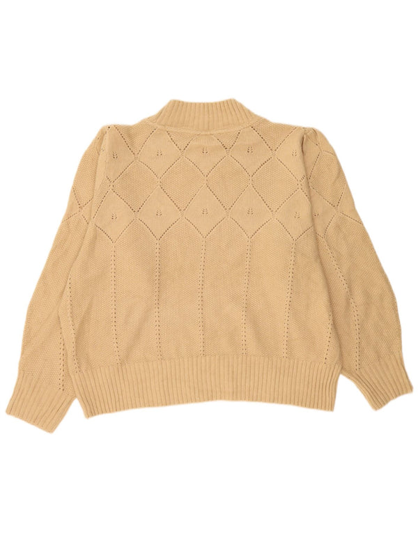 Fat Face Dame Turtle Neck Jumper Sweater UK 24 4XL Beige Argyle/Diamond