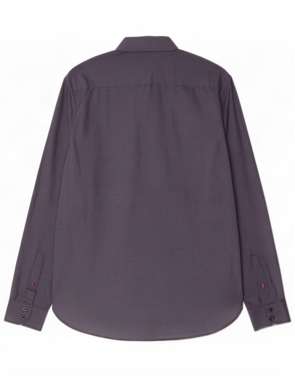 Ted Baker Herre Regular Fit skjorte Størrelse 39 15,5 Medium Navy Blue Geometric