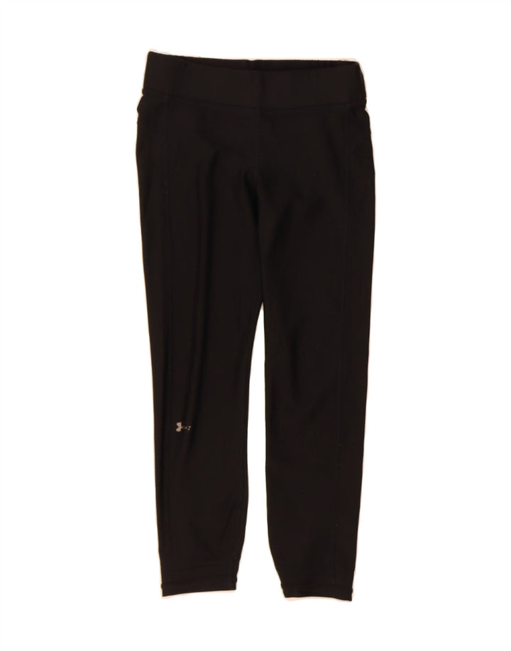 UNDER ARMOUR Womens Heat Gear Crop Leggings UK 10 Small Black Polyester Vintage Under Armour and Second-Hand Under Armour from Messina Hembry 
