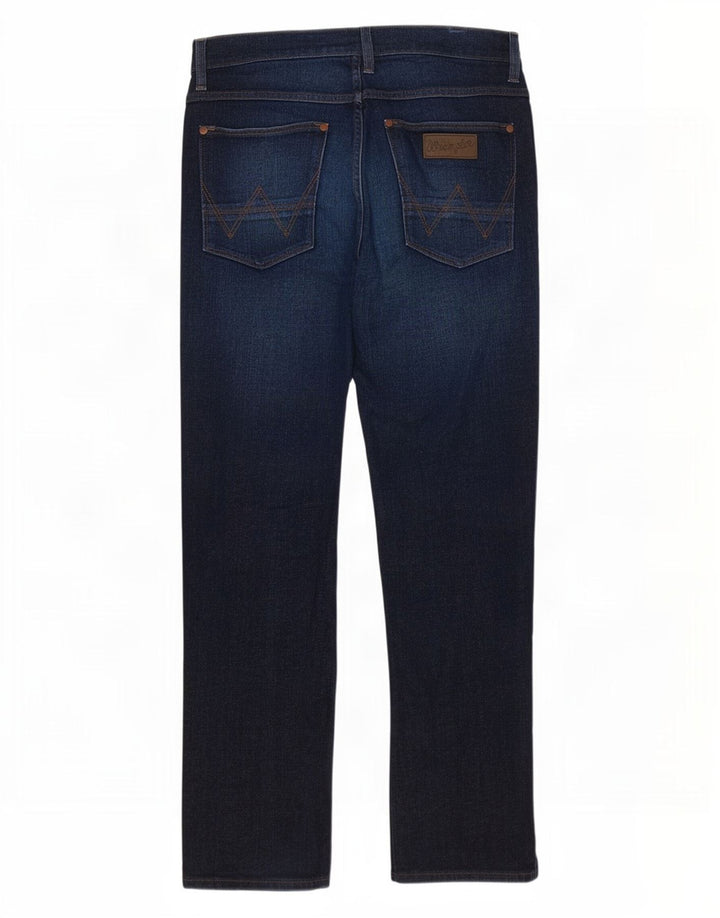 Wrangler Herre Crank Straight Jeans W32 L32 Marineblå Bomuld