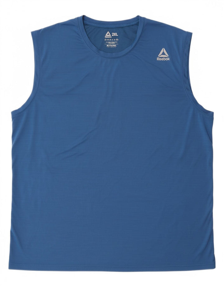 REEBOK Mens Vest Top 2XL Blue Polyamide