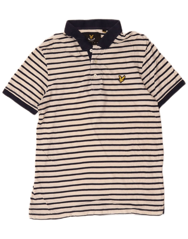 Lyle & Scott Rugby poloshirt til mænd Medium hvid stribet bomuld