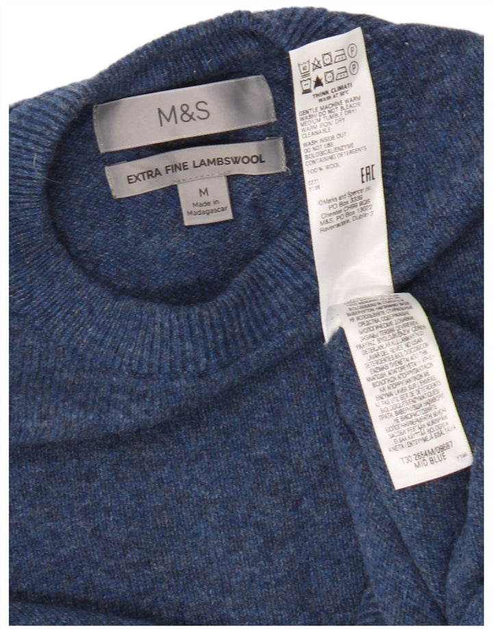 Marks & Spencer Herre sweater med rund hals, mellemblå uld