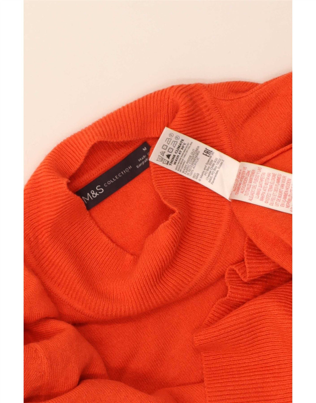 Marks & Spencer Dame Turtle Neck Jumper Sweater UK 14 Medium Orange
