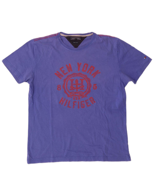 Tommy Hilfiger Herre Grafisk T-Shirt Top Stor Blå Bomuld