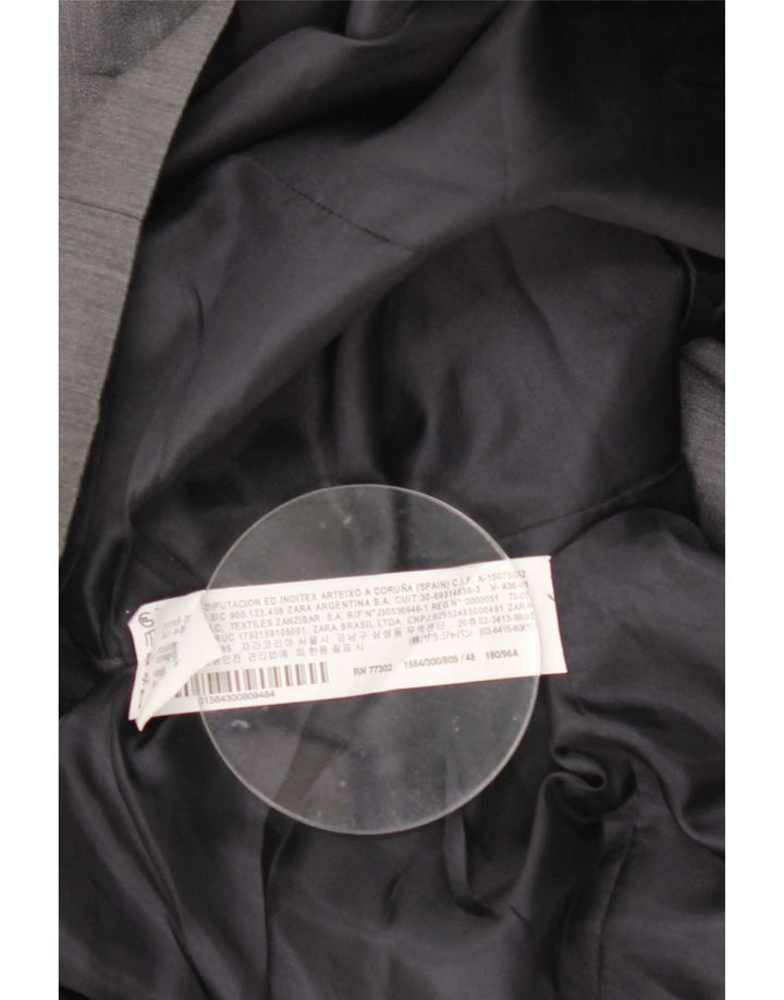 Zara Herre 2-knaps blazerjakke EU 48 Medium Grå Polyester