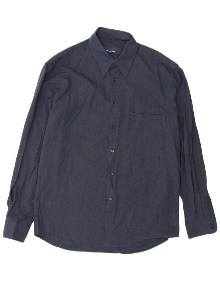 Massimo Dutti Herreskjorte str. 42 Large Navy Blue Viscose
