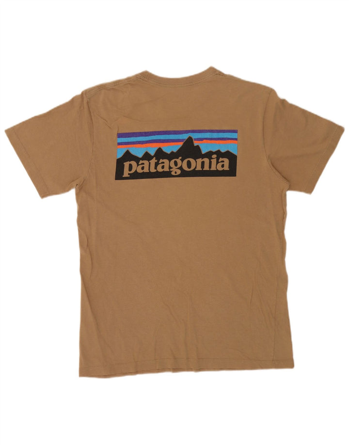 Patagonia Herre Regular Fit Grafisk T-shirt Top Medium Beige Bomuld