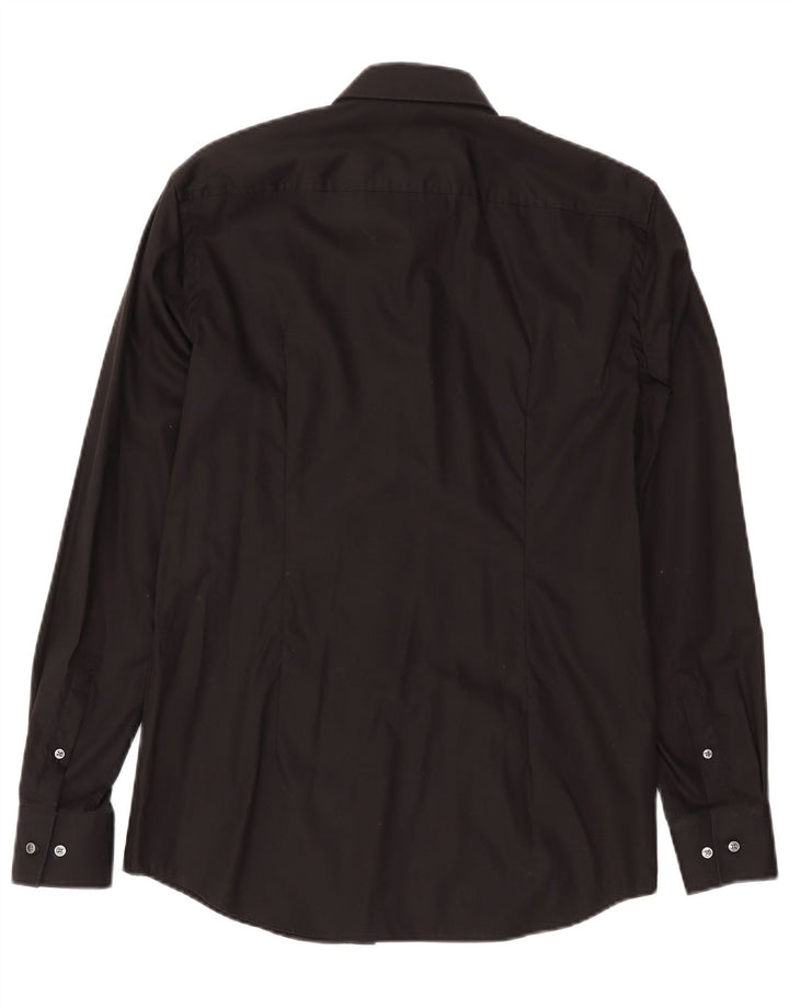 Hugo Boss Herre Slim Fit Skjorte Størrelse 39 Medium Sort Bomuld