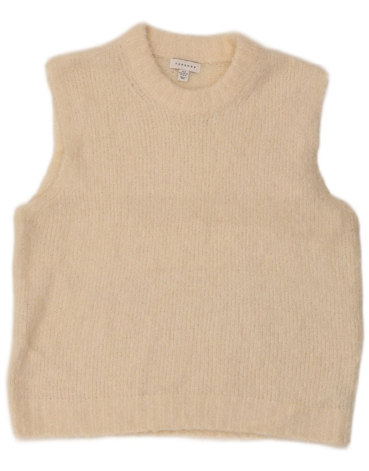 Topshop Dame Vest Tank Top UK 14 Medium Beige Polyester