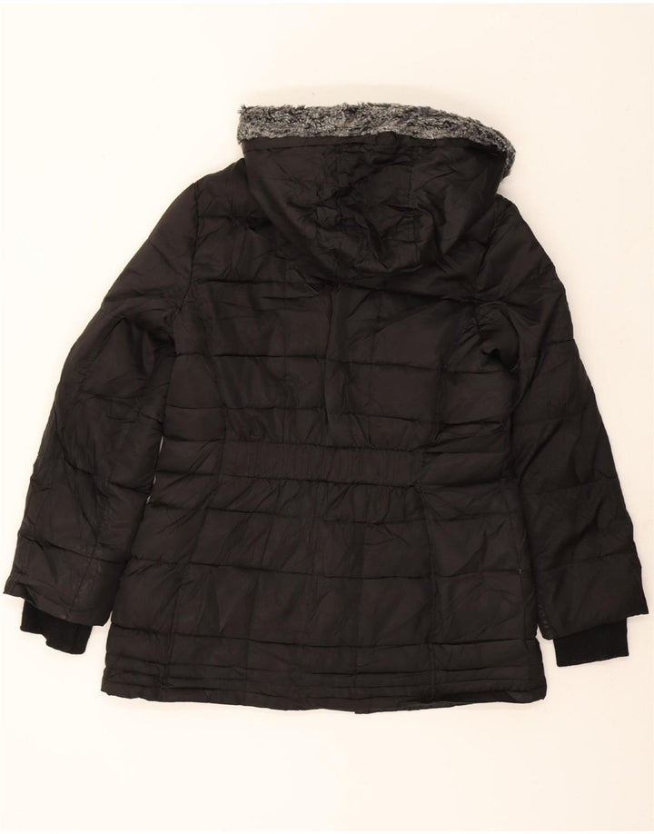 NAUTICA Womens Petite Hooded Padded Jacket UK 16 Large Black Polyester Vintage Nautica and Second-Hand Nautica from Messina Hembry 