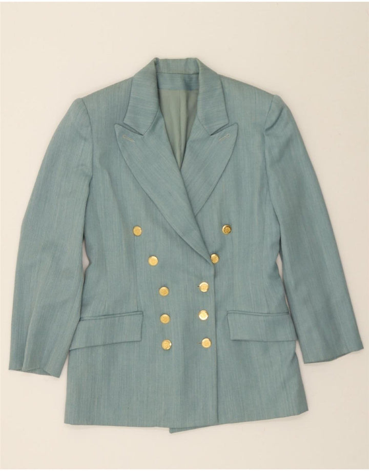 VINTAGE Womens Double Breasted Blazer Jacket IT 44 Medium Blue Wool Vintage Vintage and Second-Hand Vintage from Messina Hembry 
