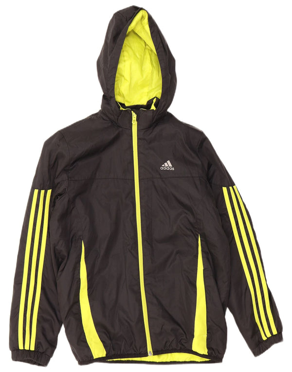 ADIDAS Windbreaker-jakke med hætte til drenge 11-12 år Sort Colourblock