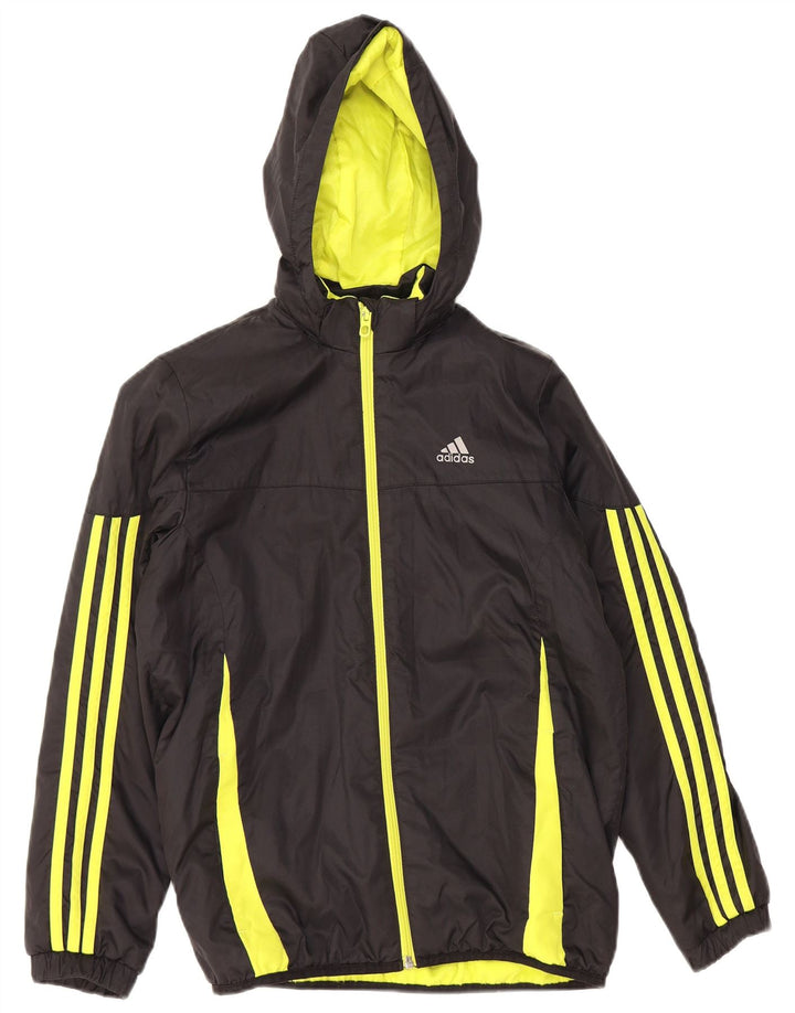 ADIDAS Windbreaker-jakke med hætte til drenge 11-12 år Sort Colourblock