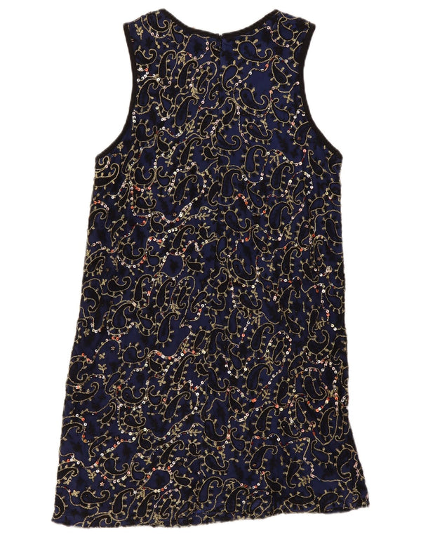 Zara Dame Trafaluc Ærmeløs Shift Dress UK 12 Medium Navy Blue Paisley