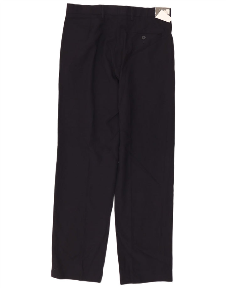 MARKS & SPENCER Herre Regular Fit Suit Bukser W32 L33 Marineblå polyester