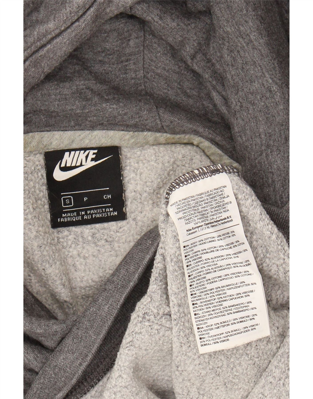 NIKE Womens Oversized Hoodie Jumper UK 10 Small Grey Cotton