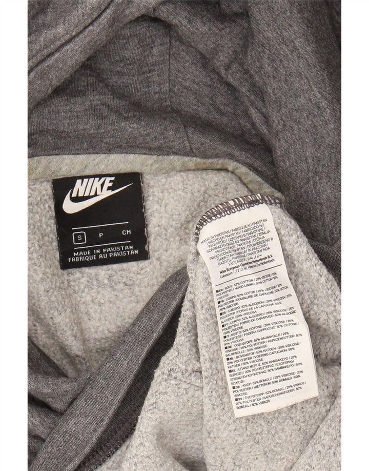 NIKE Womens Oversized Hoodie Jumper UK 10 Small Grey Cotton