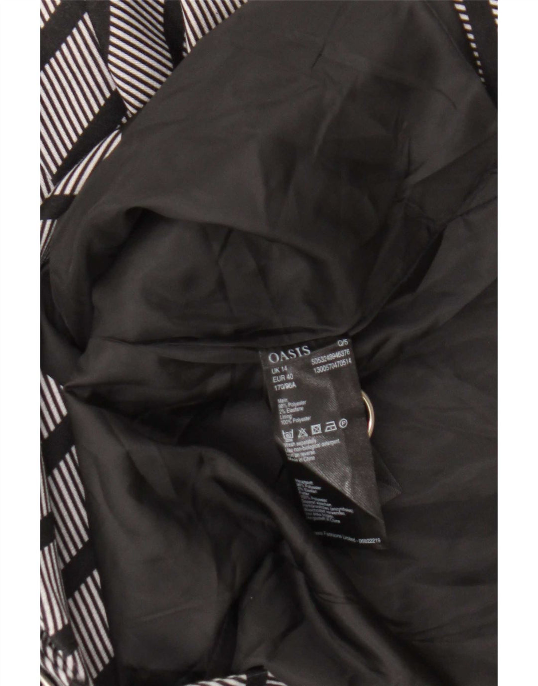 Oasis Dame 1-knaps blazerjakke UK 14 mellemgrå stribet polyester