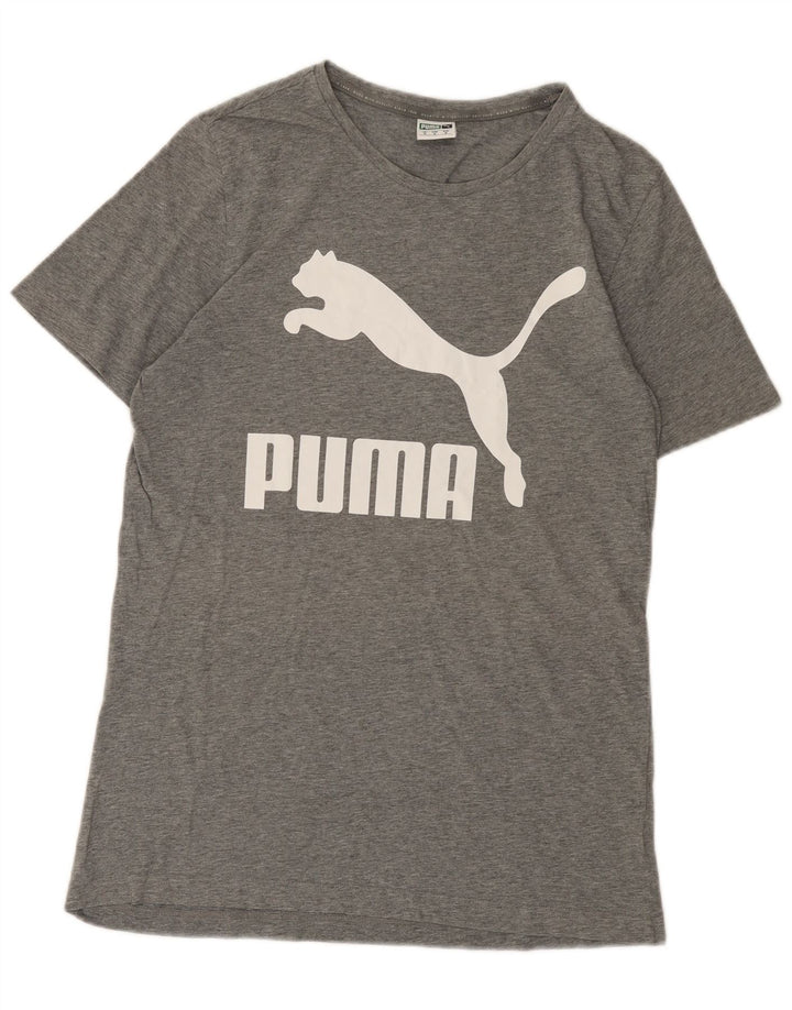 Puma Herre grafisk T-shirt Top Medium Grey Flecked