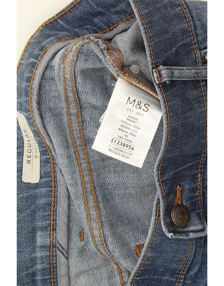 Marks & Spencer Herre Regular Fit Straight Jeans W40 L33 Blå Bomuld