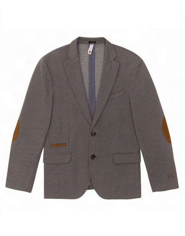 Massimo Dutti Mens 2 Button Blazer Jacket EU 48 Medium Grey Herringbone