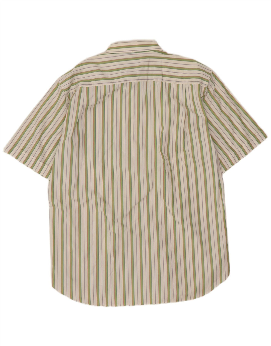 Carlo Regona Kortærmet Herreskjorte Størrelse 40 15 1/2 Medium Grøn Stribet