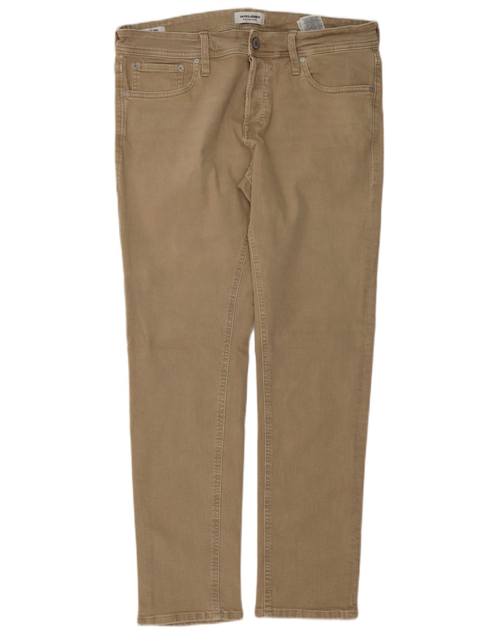 Jack & Jones Herre GLENN Slim Jeans W34 L32 Beige Bomuld