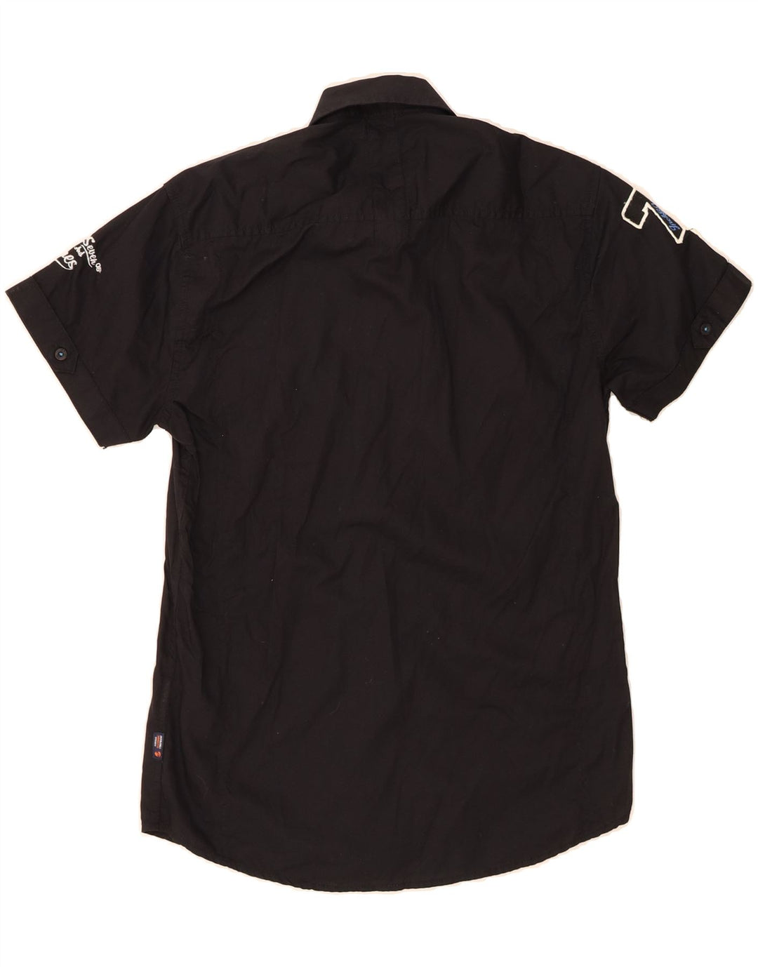 JACK & JONES Mens Graphic Short Sleeve Shirt Small Black Cotton Vintage Jack & Jones and Second-Hand Jack & Jones from Messina Hembry 