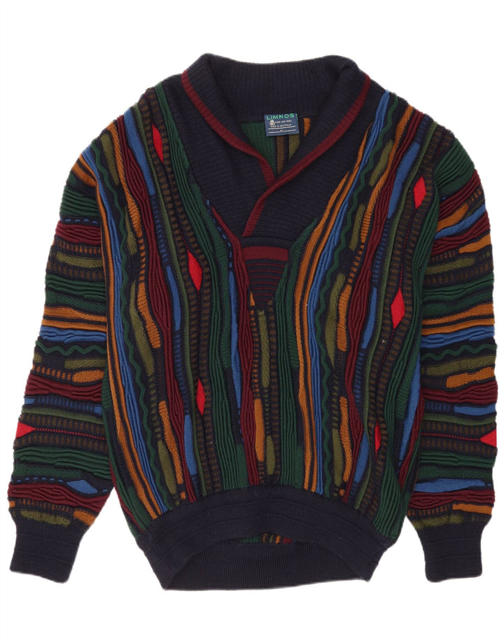 Limnos Herre Shawl Neck Jumper Sweater XL Flerfarvet geometrisk uld