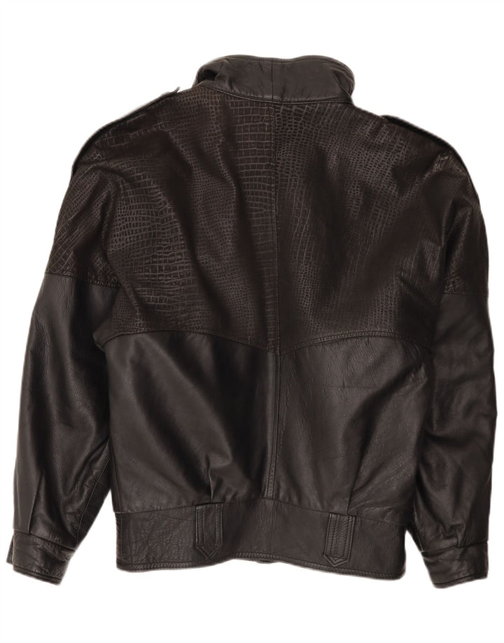 Vintage Herre Loose Fit Læderjakke IT 46 Lille sort læder