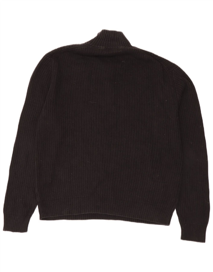 Calvin Klein Herre Zip Neck Jumper Sweater Stor Sort Bomuld