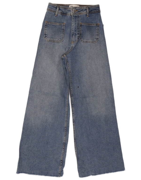Zara Womens The Marine Wide Leg Jeans EU 34 2XS W24 L28 Blå