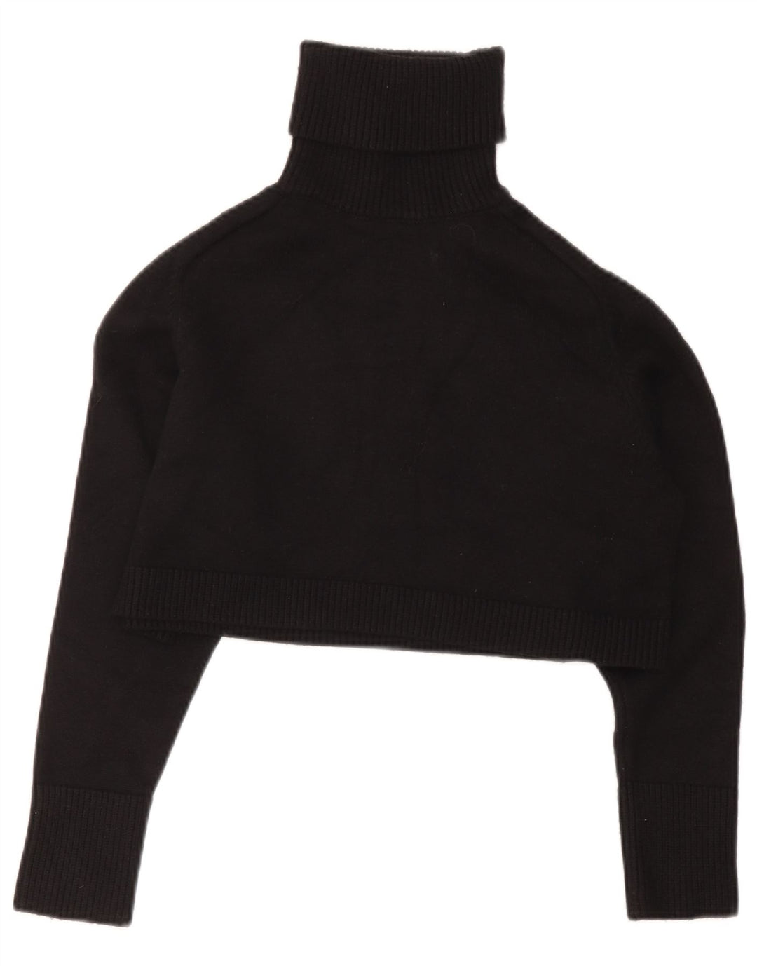 Zara Dame Roll Neck Crop Top UK 10 Small Black Viscose