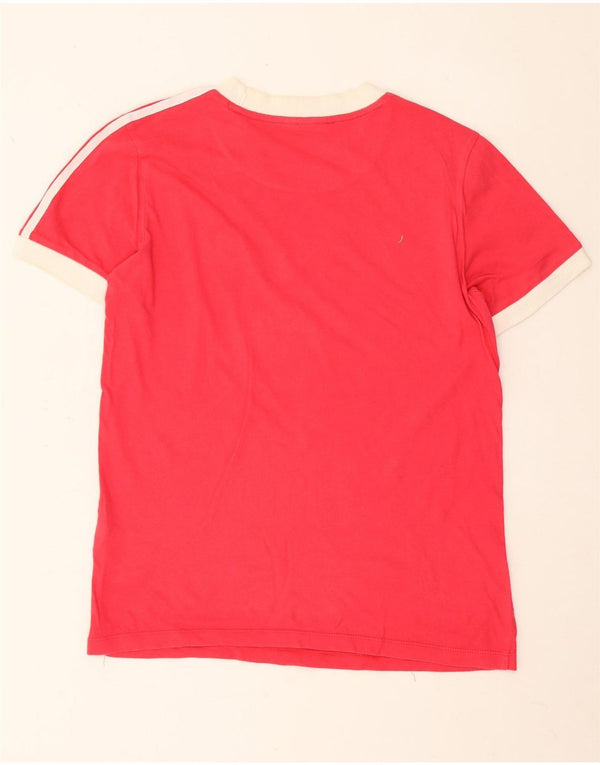Adidas Dame T-Shirt Top UK 10 Lille Rød Bomuld
