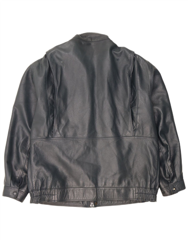 Vintage herre læderjakke UK 42 XL marineblåt læder